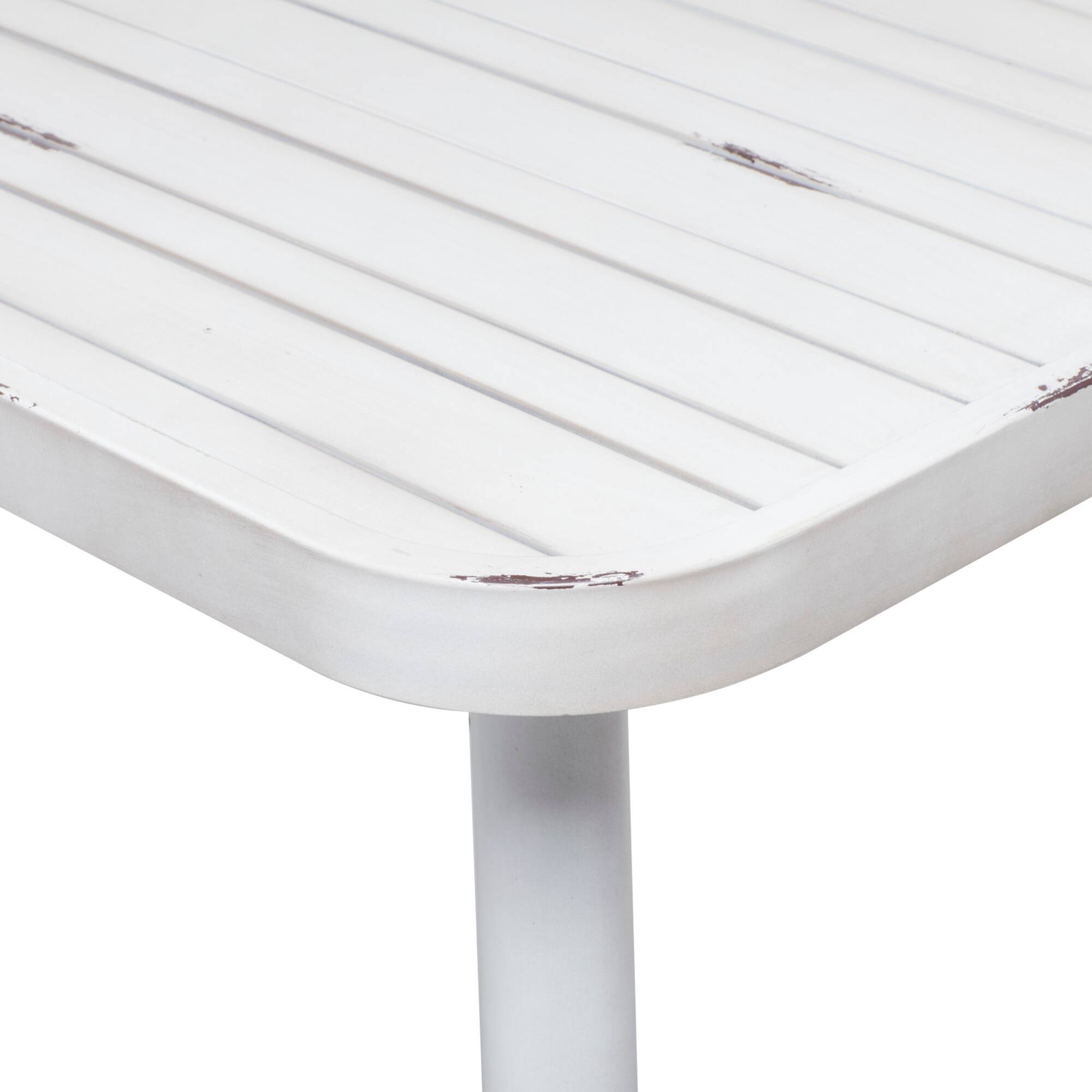 White Aluminum Farmhouse Outdoor Dining Table, 30" x 30" x 30"